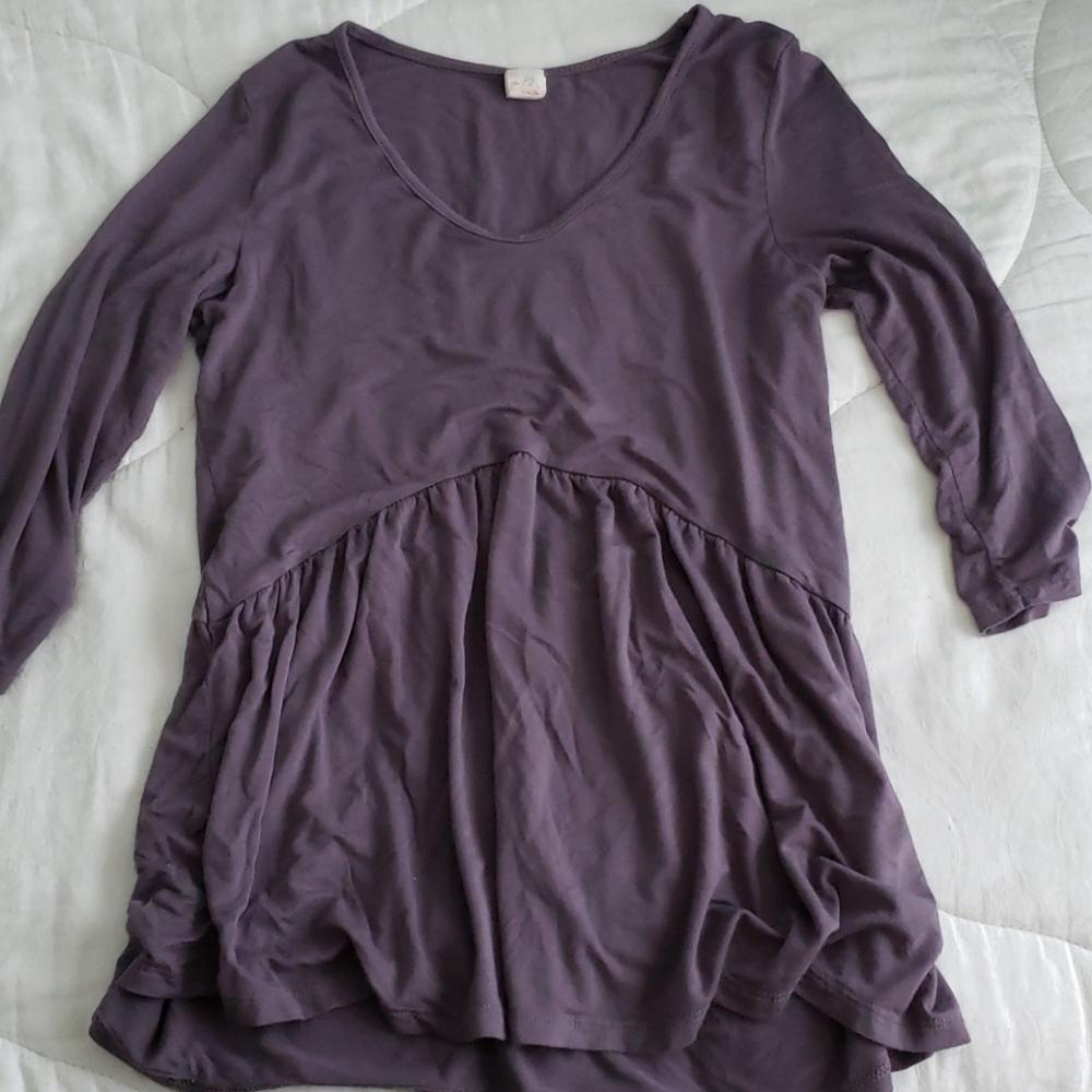 Pink Lily Love above all faded plum peplum blouse